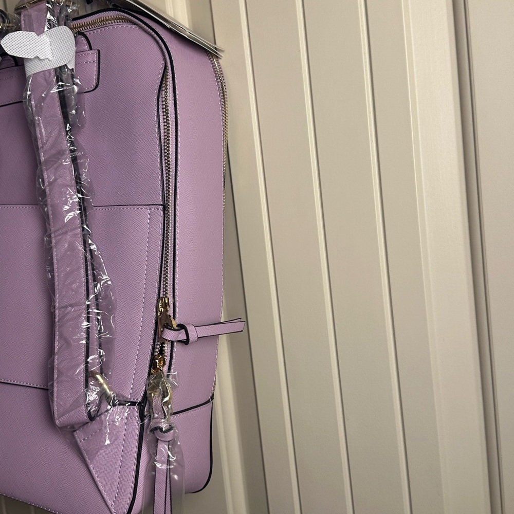 Calpak Kaya 15 inch Laptop Faux Leather Backpack Lavender NWT With Dust Bag $152 - Picture 11 of 16
